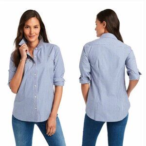 Vineyard Vines Alicetown Blue & White Gingham Chilmark Classic Button Down Women